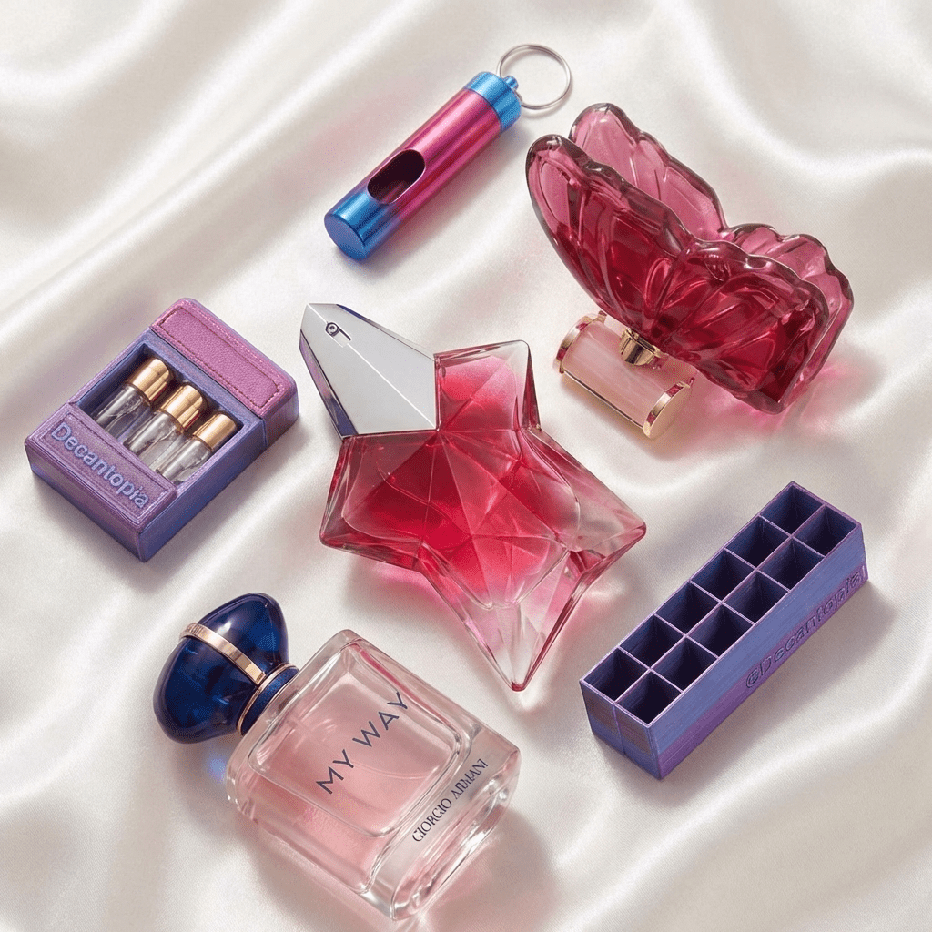 Set Decants más vendidos (3un) + Holder + Caja + Llavero - Decantopia
